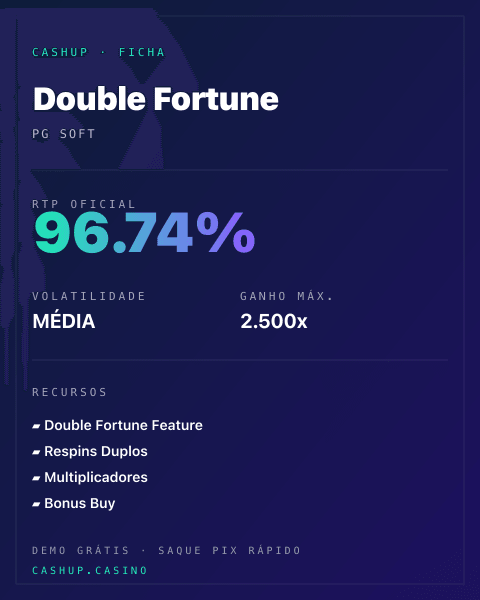Ficha técnica de Double Fortune: RTP, volatilidade e ganho máximo na CashUp