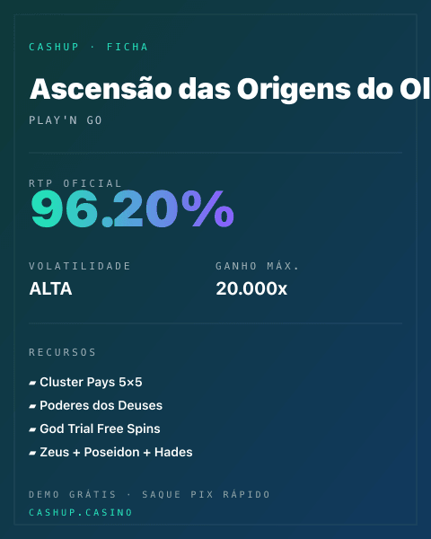 Ficha técnica de Ascensão das Origens do Olimpo: RTP, volatilidade e ganho máximo na CashUp