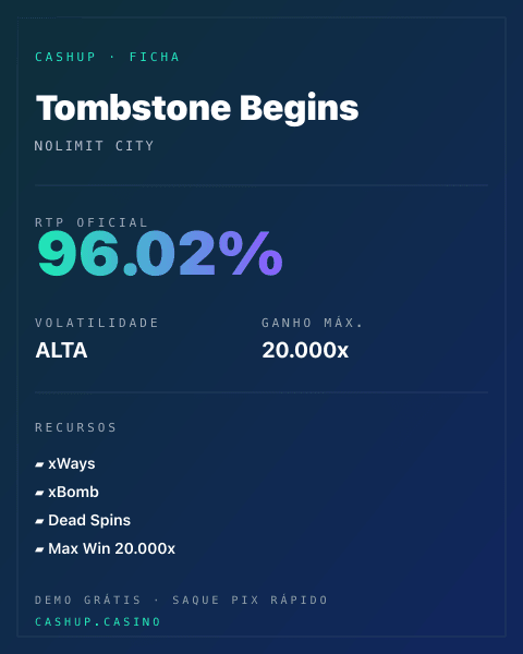 Ficha técnica de Tombstone Begins: RTP, volatilidade e ganho máximo na CashUp